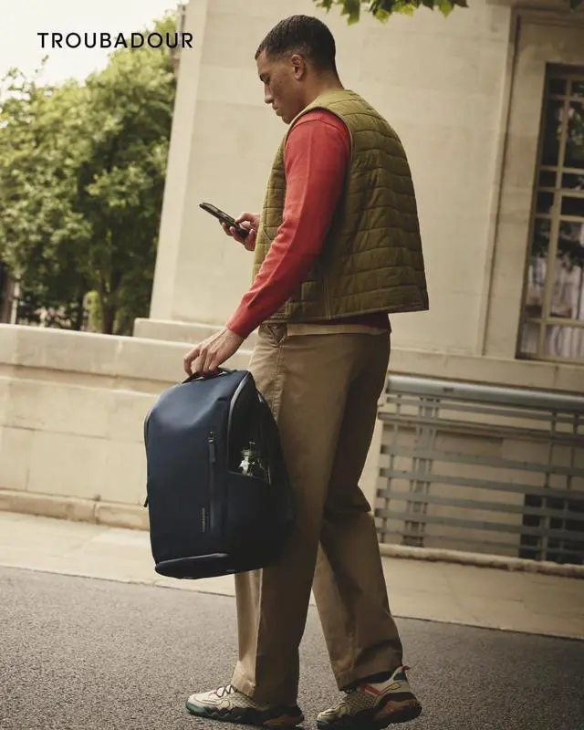 Alt view image 2 of 5 - Troubadour Pioneer Backpack 3.0 - Premium Everyday Bag with Padded Laptop Section, Ventilated Shoe Compartment & Sustainable Waterproof Material - All-Day Lightweight Comfort Design - Navy