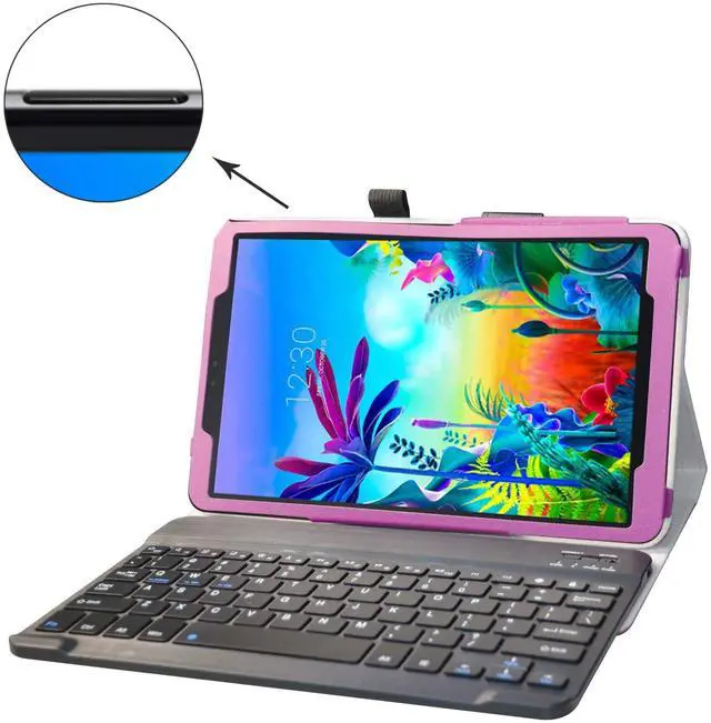 Alt view image 2 of 5 - Bige for LG G Pad 5 10.1 Keyboard Case,Slim Stand PU Leather Cover with Romovable Keyboard for 10.1" LG G Pad 5 10.1 T600 Tablet(2019),Purple