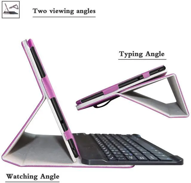 Alt view image 5 of 5 - Bige for LG G Pad 5 10.1 Keyboard Case,Slim Stand PU Leather Cover with Romovable Keyboard for 10.1" LG G Pad 5 10.1 T600 Tablet(2019),Purple