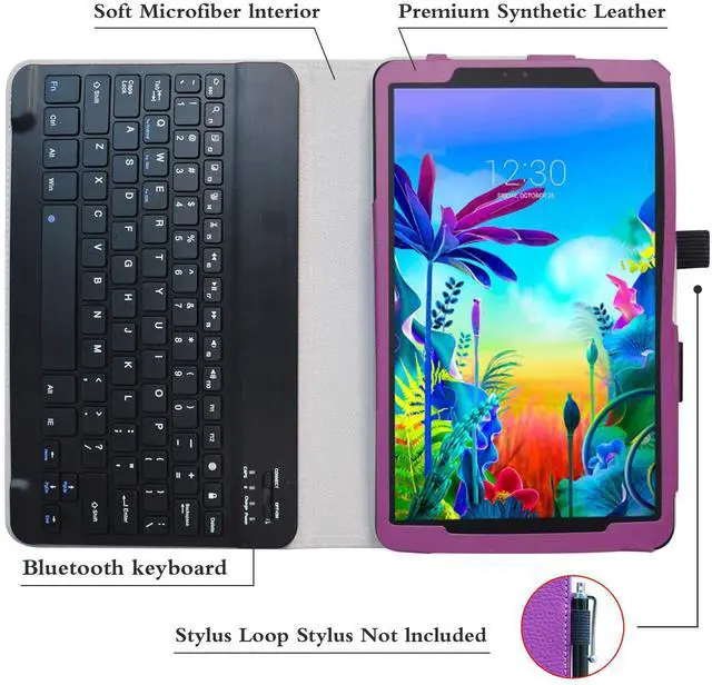 Alt view image 4 of 5 - Bige for LG G Pad 5 10.1 Keyboard Case,Slim Stand PU Leather Cover with Romovable Keyboard for 10.1" LG G Pad 5 10.1 T600 Tablet(2019),Purple
