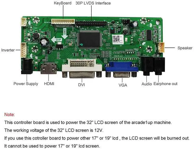 Alt view image 2 of 5 - VSDISPLAY DVI VGA Audio LCD Controller Board 68676 Compatible with 32" 32 inch 1920x1080 HV320FHB N00 N02 N10 N80 N4K F40 LVDS Interface LCD Screen