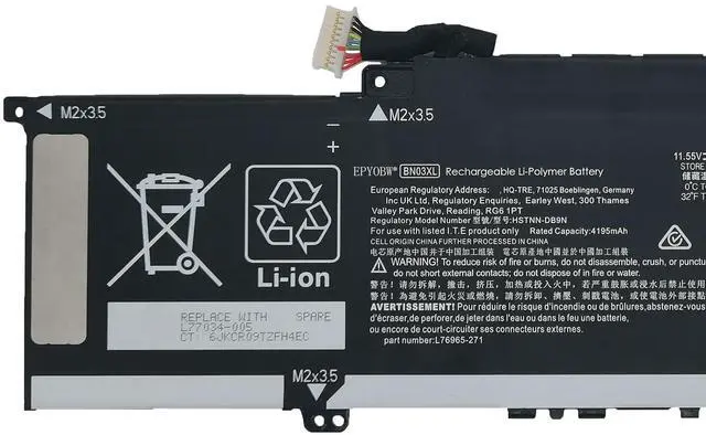 Alt view image 2 of 5 - EPYOBW BN03XL Laptop Battery 51Wh 11.55V Compatible with HP Envy 13 13-AY 13-BA 13-BD 13-AR 15-ED 15-EE 15-ES/Pavilion 15-EH Series HSTNN-DB9N HSTNN-OB1O L73965-271 L76965-2C1 L76965-AC1