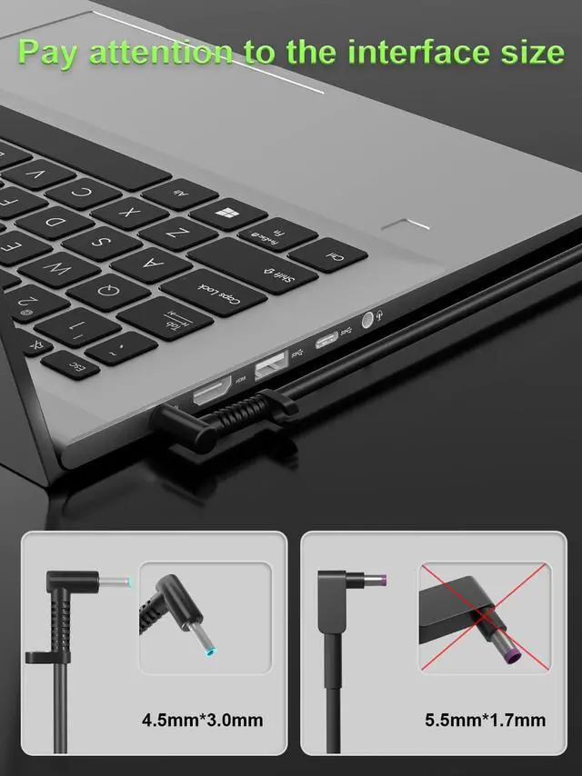 Alt view image 2 of 5 - 150W Charger for HP ZBook 15 16 17 15v Studio x360/Fury/Power G11 G10 G9 G8 G7 G6 G5 G4 G3 Victus 15/ Omen 15 17/ Pavilion Gaming 15 16 17 Elitebook 1050 G1 Laptop TPN-CA11 TPN-DA09 Power Supply