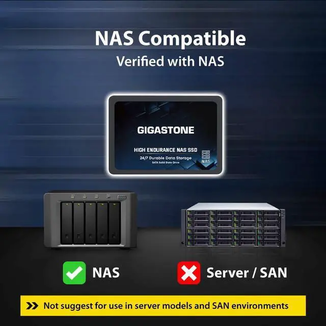 Alt view image 2 of 5 - Gigastone 4TB NAS SSD Drive 24/7 Durable High Endurance RAID Data Storage Network Attached Storage 2.5" SATA Internal Solid State Hard Drives