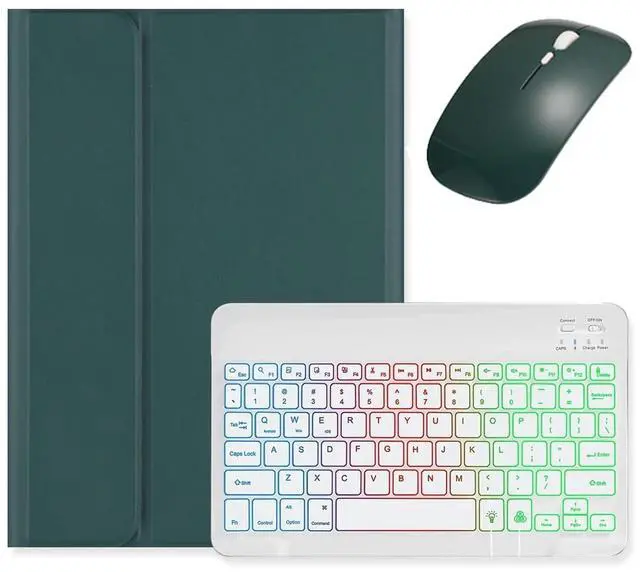Main image of kaidisen Backlit Keyboard Case for iPad (A16) 11th Gen 2025/ iPad 10th Generation 2022 10.9 inch Case with Mouse and Detachable Backlight Keyboard,Dark Green+White