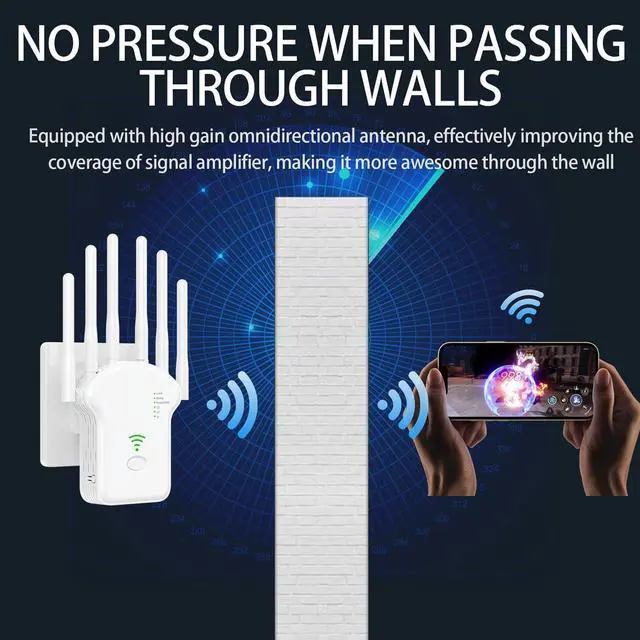 Alt view image 3 of 5 - Generic 2024 WiFi Extender Signal Booster, Internet Wireless Repeater for Home Coverage up to (11800Sq.Ft),Easy Set Up WiFi Repeater with Ethernet Port & Ap Mode, White