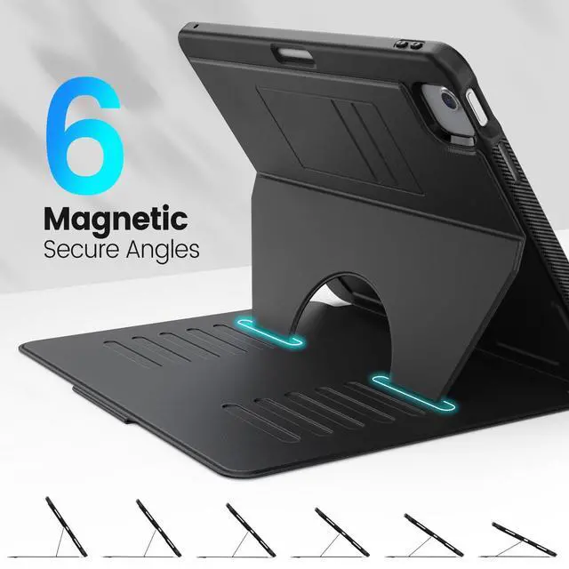 Alt view image 3 of 5 - Timecity for iPad Air 13 Inch Case M3 2025/ M2 2024, Strong Magnetic with 6 Angle Stand, Auto Sleep/Wake, Upgrade PU Leather Cover for iPad Air 13 2024, Black