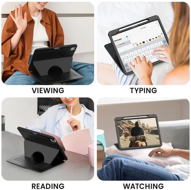 Alt view image 5 of 5 - Timecity for iPad Air 13 Inch Case M3 2025/ M2 2024, Strong Magnetic with 6 Angle Stand, Auto Sleep/Wake, Upgrade PU Leather Cover for iPad Air 13 2024, Black