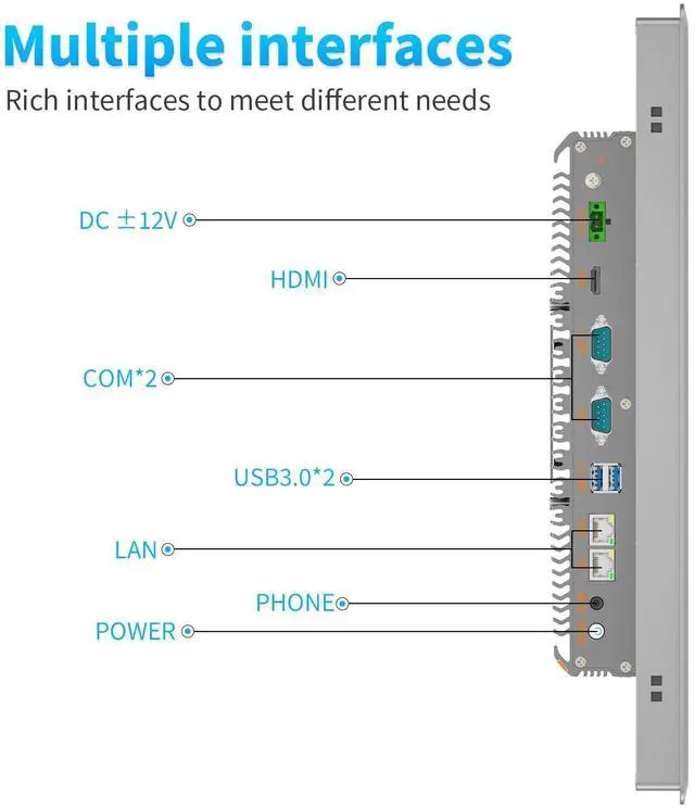 Alt view image 4 of 5 - SunKol 15 inch Industrial Embedded Panel PC, 10 Point Capacitive Industrial Touch Screen Panel Computer, 2xUSB3.0,HDMI,2xRS232,2xLAN (J6412, 8GB RAM 128GB SSD)