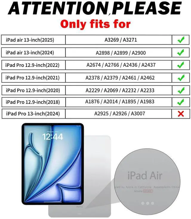 Alt view image 2 of 5 - BRAECNstock case for iPad Air 13 Inch(M3/M2) 2025/2024 & Pro 12.9 inch 6th/5th/4th/3rd Generation 2022/2021/2020/2018 Cover with Screen Protector,Pencil Holder,360°Rotate Stand-Lavender Grey
