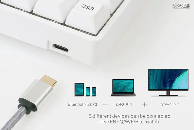 Alt view image 2 of 5 - SIKAKEYB SK1 DIY Mechanical Keyboard Kit, ABS 60% Layout RGB Hot Swap 3Pin/5 Pin Switch,Tri-Mode BT5.0/2.4GHz/Type-C Wired, GH60 Compatible (Black, no Switch and keycap)