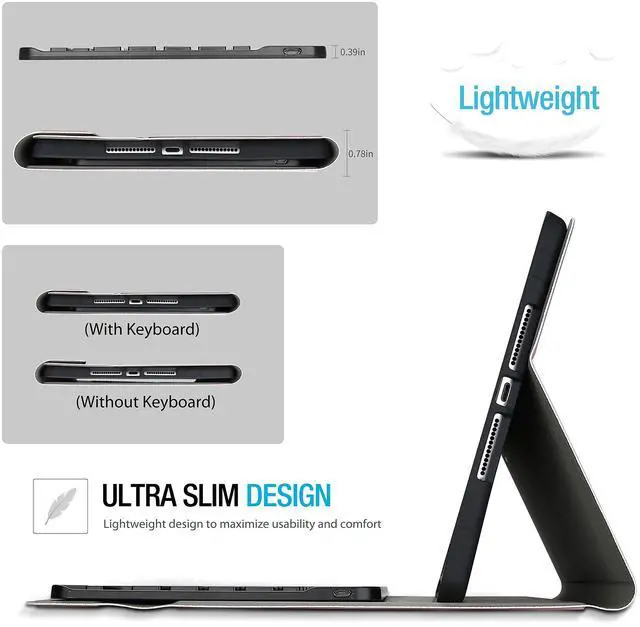 Alt view image 4 of 5 - ProCase Keyboard Case for iPad 10.2 9th Gen 2021/ 8th Gen 2020/ 7th Gen 2019/ iPad Air 10.5" 2019 / iPad Pro 10.5 2017, Wireless Magnetically Detachable Keyboard Case, Auto Sleep/Wake-Rosegold
