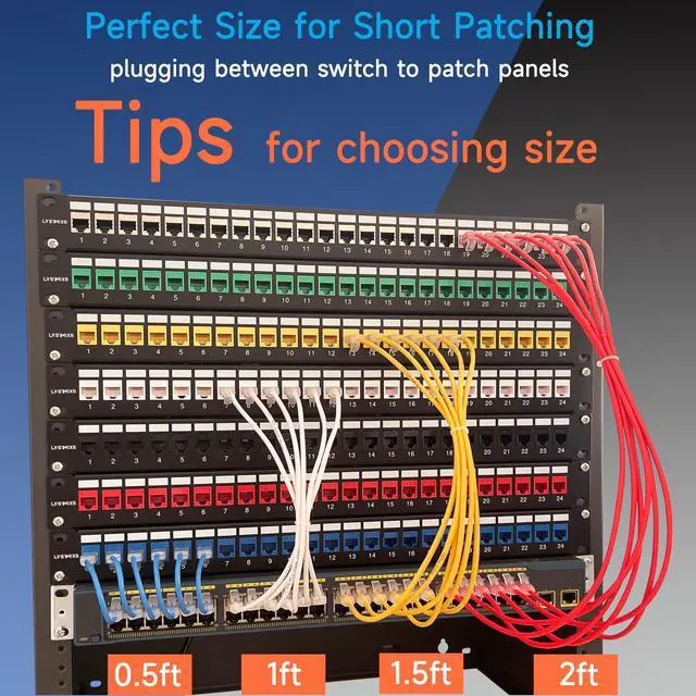Alt view image 5 of 5 - Lysymixs Cat6a Slim Ethernet Patch Cable 1 ft (24 Pack) with Keystone 25 Pack