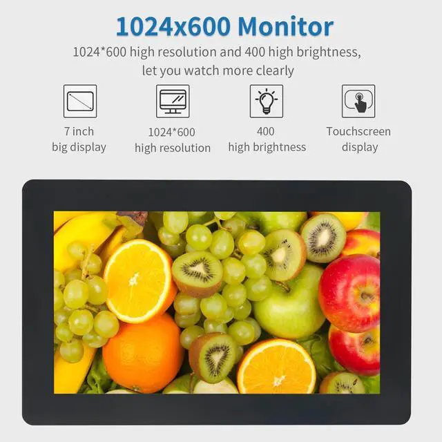 Alt view image 2 of 5 - Qcvoruno 7 inch Touch Security Monitor & Displays, HD/BNC/AV/VGA/USB Input, 1024 * 600 Resolution, Built-in Dual Speakers Portable LCD Touch Monitor, Suitable for Game PC DVD DSLR CCTV