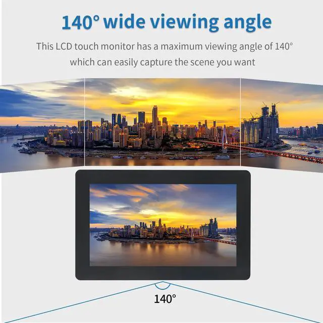Alt view image 3 of 5 - Qcvoruno 7 inch Touch Security Monitor & Displays, HD/BNC/AV/VGA/USB Input, 1024 * 600 Resolution, Built-in Dual Speakers Portable LCD Touch Monitor, Suitable for Game PC DVD DSLR CCTV