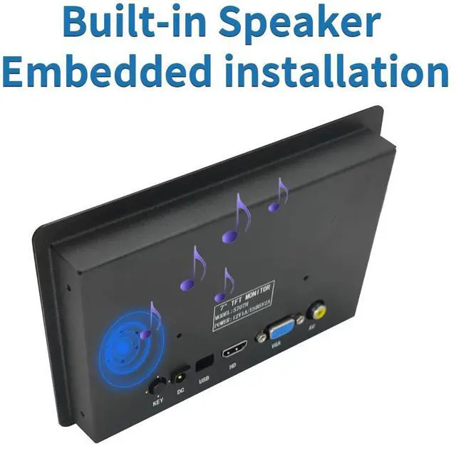 Alt view image 5 of 5 - Qcvoruno 7 inch Touch Security Monitor & Displays, HD/BNC/AV/VGA/USB Input, 1024 * 600 Resolution, Built-in Dual Speakers Portable LCD Touch Monitor, Suitable for Game PC DVD DSLR CCTV