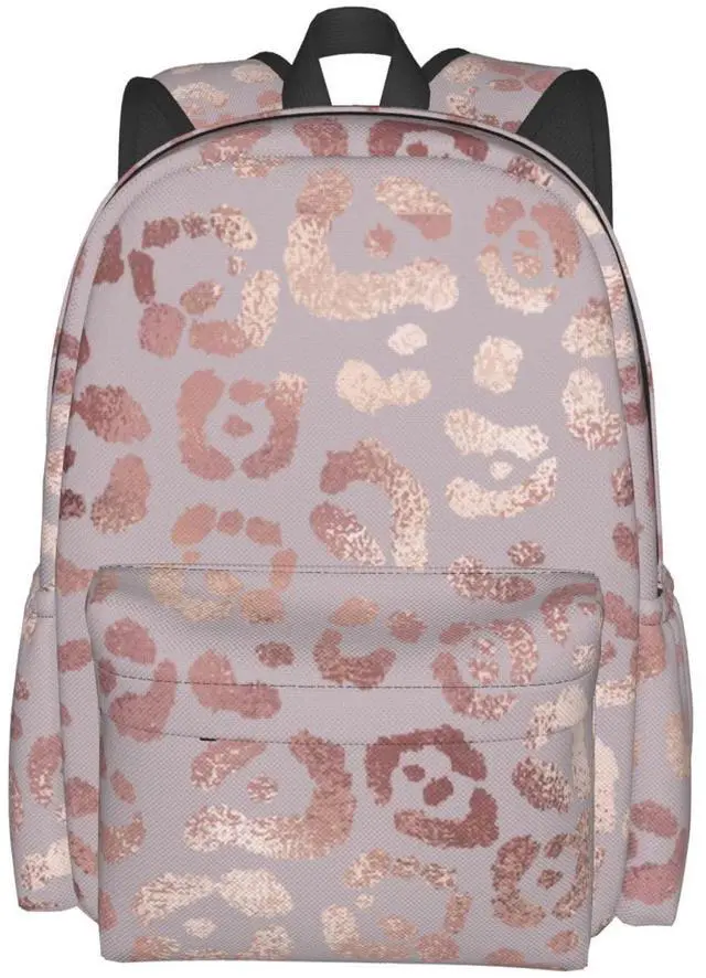 Main image of famliihw Rose Gold Leopard Skin Tote Backpack Bookbag Laptop Backpacks Multipurpose Daypack for Boys Girls School Men Women Travel Hiking