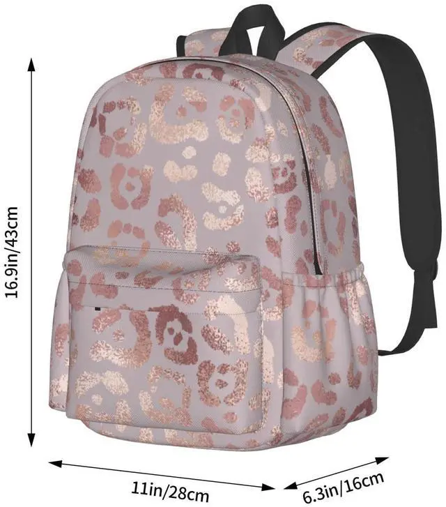 Alt view image 2 of 5 - famliihw Rose Gold Leopard Skin Tote Backpack Bookbag Laptop Backpacks Multipurpose Daypack for Boys Girls School Men Women Travel Hiking