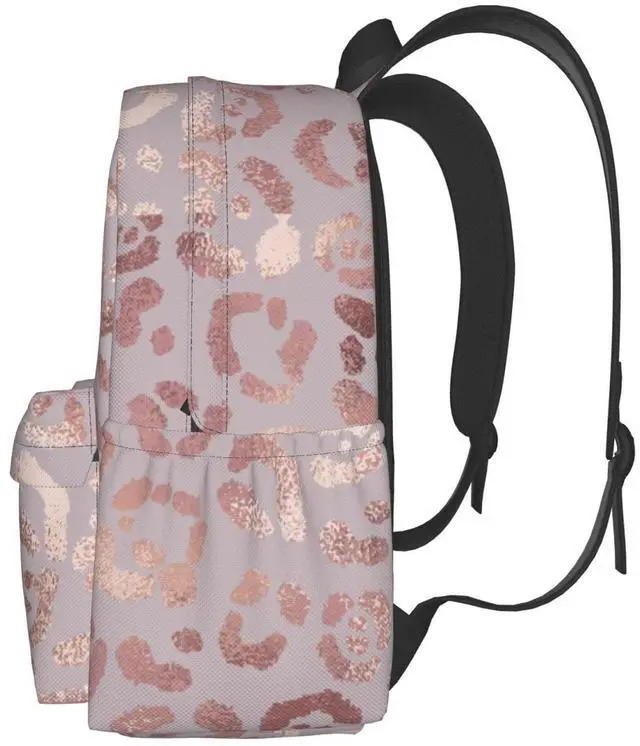 Alt view image 5 of 5 - famliihw Rose Gold Leopard Skin Tote Backpack Bookbag Laptop Backpacks Multipurpose Daypack for Boys Girls School Men Women Travel Hiking