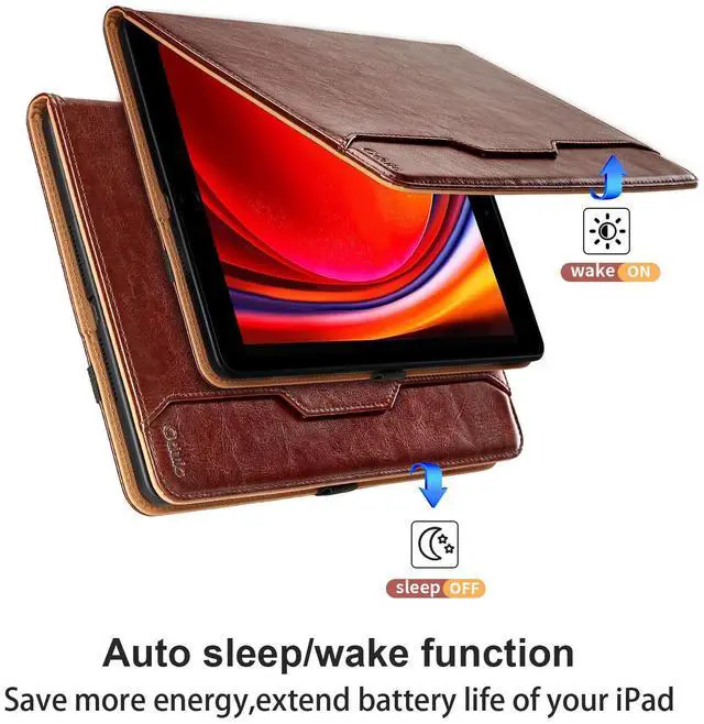 Alt view image 2 of 5 - Case for Samsung Galaxy Tab S10 Plus 2024/S9 FE+/S9 Plus 12.4 Inch 2023 - Model SM-X820/X826B/X610/X616B/X810/X816B with S Pen Holder and Pocket, PU Leather Folio Stand Cover Auto Wake/Sleep, Brown