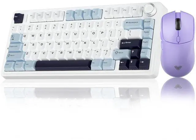 Main image of AULA Wireless Keyboard and Mouse Combo, F75 Mechanical Keyboards, Hot Swappable Custom Keyboard+SC580X Wireless Gaming Mouse Light Purple