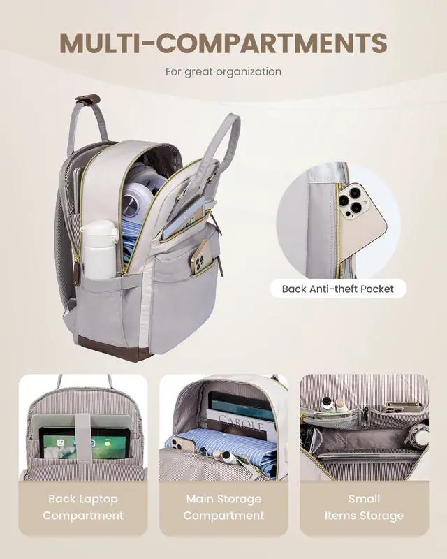 Alt view image 2 of 5 - LOVEVOOK Travel Laptop Backpack Women, 17.3 Inch Anti-theft Laptop Bag with USB Port, Fashion Waterproof Computer Backpacks Teacher Nurse Backpack Purse for College School Work