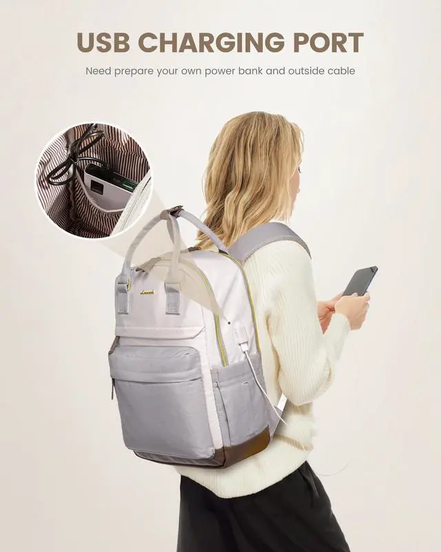 Alt view image 4 of 5 - LOVEVOOK Travel Laptop Backpack Women, 17.3 Inch Anti-theft Laptop Bag with USB Port, Fashion Waterproof Computer Backpacks Teacher Nurse Backpack Purse for College School Work
