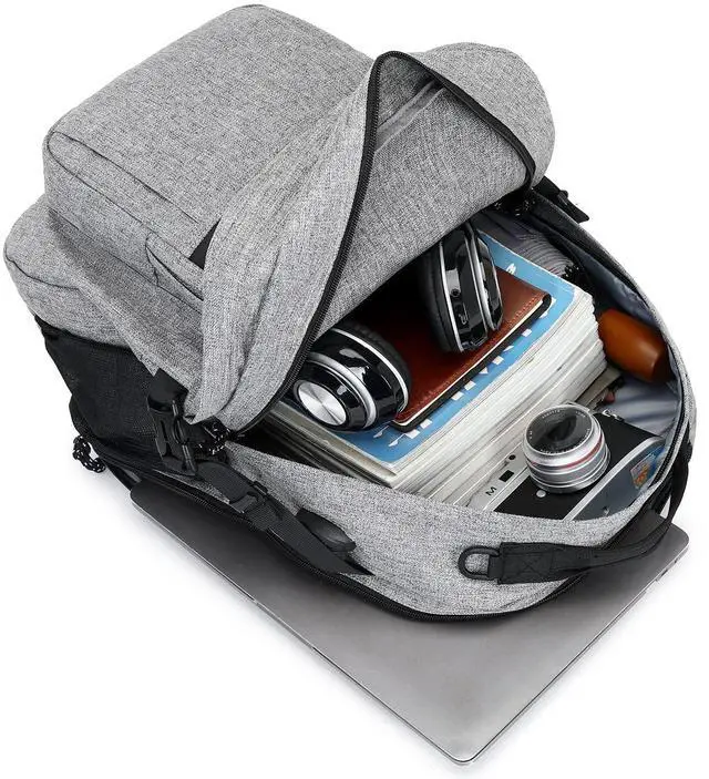 Alt view image 3 of 5 - abshoo Classical Laptop Travel Backpack for Women Men College School Bookbag With USB Charging Port (Grey)