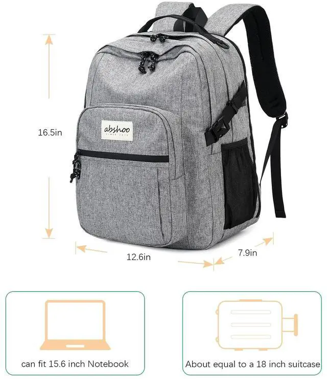 Alt view image 5 of 5 - abshoo Classical Laptop Travel Backpack for Women Men College School Bookbag With USB Charging Port (Grey)