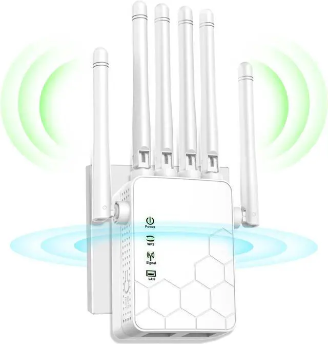 Main image of WiFi Extenders Signal Booster for Home Long Range Up to 11000 sq.ft for 35+ Devices,Internet Extender WiFi Booster, Long Range WiFi Extender,with 6 Antennas 360° Full Coverage Ethernet Port (White)