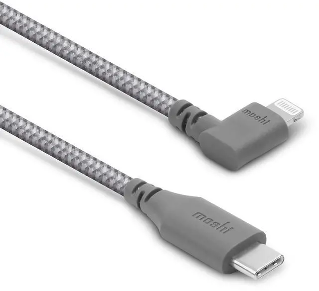 Main image of Moshi Integra USB C to Lightning Cable 90 Degree 5ft/1.5m [MFi-Certified], iPhone 12 Charger, PD Fast Charging 60W, Ballistic Nylon Braiding for iPhone 12/11 Series (Use with USB C Charger)