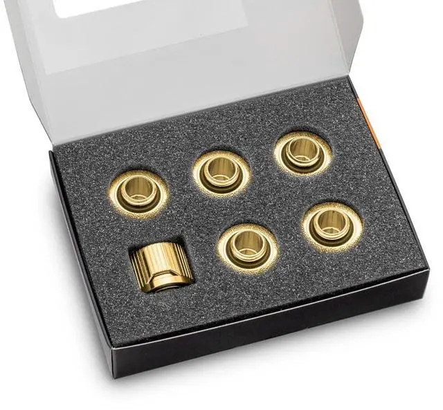 Alt view image 2 of 5 - EKWB EK-Quantum Torque STC-12/16 Compression Fitting for Soft Tubing, 12/16mm (7/16" ID, 5/8" OD), Gold, 6-Pack