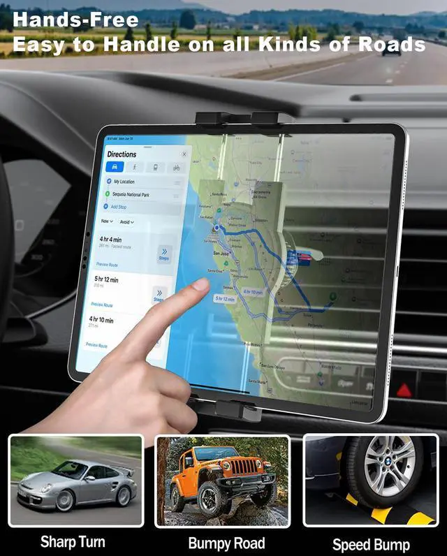 Alt view image 3 of 5 - YOOZ Tablet Air Vent Car Mount, AC Vent Tablet Phone Holder for Car [Upgrade Clip Never Shake] for iPad Pro Air Mini, Galaxy Tab, Kindle, Fire, iPhone 16 15 Pro Max, 4-12.9"