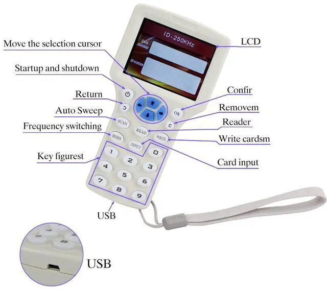 Alt view image 2 of 5 - OBO HANDS English RFID NFC Copier Reader Writer Duplicator 10 Frequency Programmer with Color Screen +5pcs UID Tag+5Pcs UID Cards