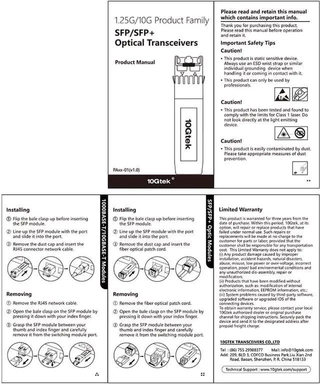 Alt view image 5 of 5 - 10Gtek 1.25/2.5/5/10G-T SFP+ to RJ45 CAT.6a Copper Module, Auto-Negotiation SFP+ to Ethernet Transceiver for Intel E10GSFPT, TP-Link TL-SM5310-T and More, up to 30-Meter