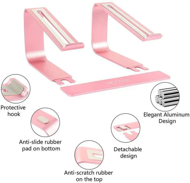 Alt view image 4 of 5 - Detachable Laptop Stand Rose Gold + Detachable Laptop Riser Black