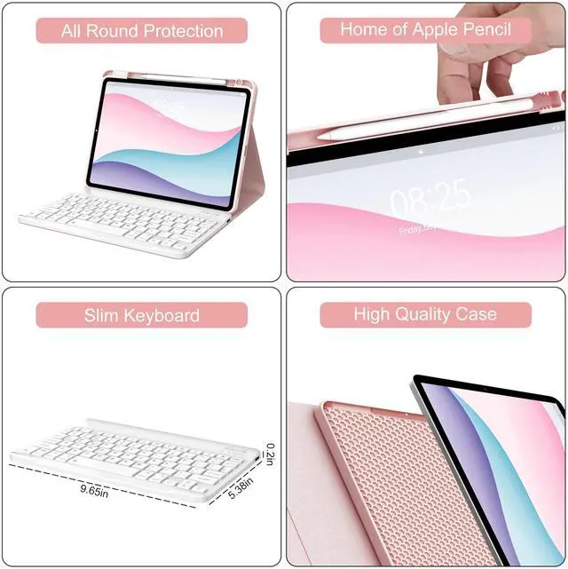 Alt view image 4 of 5 - for iPad Pro 11 inch Case with Keyboard (M4) 2024 New, Magnetic Detachable Wireless Bluetooth Keyboard, Smart Folio Cover with Pencil Holder for Ipad Pro 11", Slim& Light, Auto Sleep/Wake, Pink
