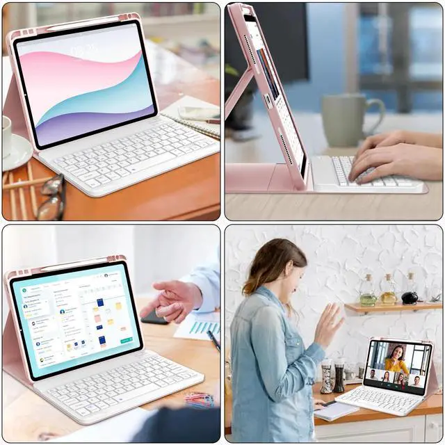 Alt view image 5 of 5 - for iPad Pro 11 inch Case with Keyboard (M4) 2024 New, Magnetic Detachable Wireless Bluetooth Keyboard, Smart Folio Cover with Pencil Holder for Ipad Pro 11", Slim& Light, Auto Sleep/Wake, Pink