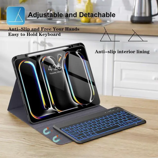 Alt view image 5 of 5 - Supveco Keyboard Case for iPad Pro 13 Inch (M4) 2024 with Pencil Holder-Wireless Magnetic Detachable Keyboard with Backlit Keys,Slim Stand Case with Soft TPU Back Cover for New iPad Pro 13-Black