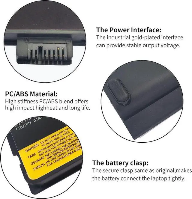 Alt view image 4 of 5 - FLIWER 01AV427 SB10K97584 61++ Laptop Battery Replacement for Lenovo ThinkPad T470 P51S P52S T480 T570 T580 TP25 A475 A485 Series Notebook 01AV428 01AV492 4X50M08812 SB10K97585 [10.8V 72Wh]