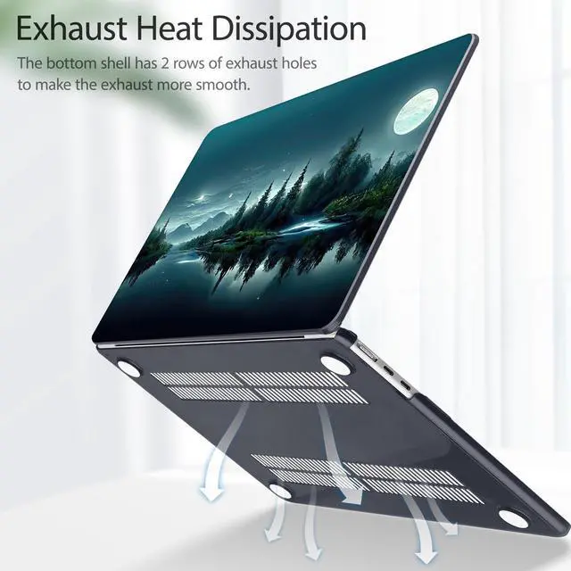 Alt view image 4 of 5 - Tuiklol for M4 MacBook Air 13.6 inch Case 2025-2022 Release M2 Chip Model A3240 A3113 A2681, Plastic Hard Shell Cover for MacBook Air 13.6 Liquid Retina Display with Touch ID, Night Dark Forest