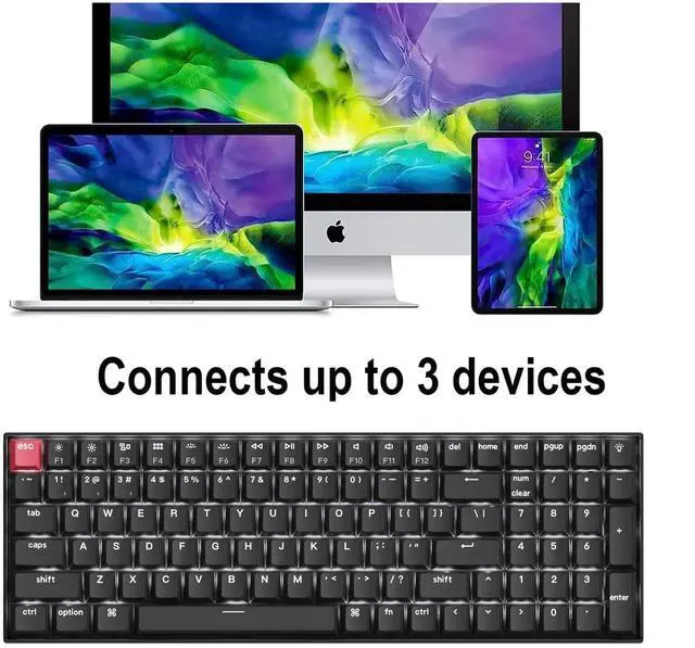 Alt view image 4 of 5 - Keychron K4 QMK Wireless Custom Mechanical Keyboard, 96% Layout Bluetooth/2.4G/USB-C Programmable, White Backlit Super Brown Switch NKRO Gaming Keyboard for Mac/Windows/Gamers, Version 3