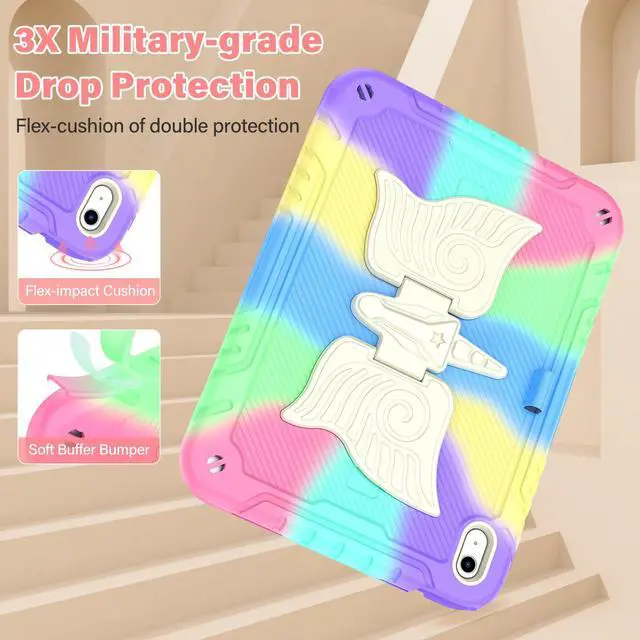 Alt view image 4 of 5 - TOMORRY for iPad (A16) 11th Generation 11 Inch 2025/iPad 10th Generation Case 10.9 Inch 2022 with Tempered Glass Screen Protector,Unicorn Stand,Shoulder Strap,for iPad 10 Case Kids Girls (Colourful)