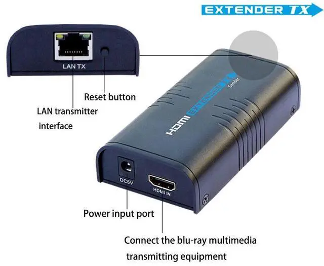Alt view image 2 of 5 - LKV373A 1080P HDMI Extender 365ft/120M Over Single Cat5 /Cat6 /Cat7 Ethernet Network and LAN Router/Switcher for HD STB,DVD,PS3, etc Supports TCP/IP by Ethernet