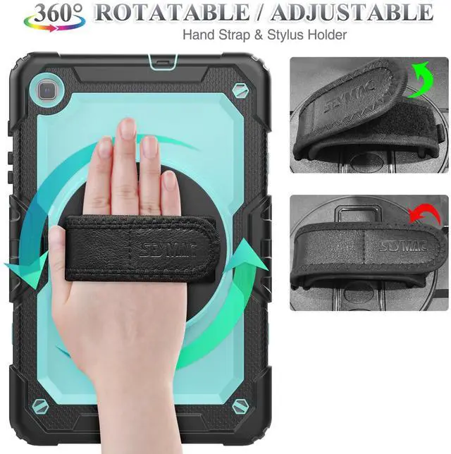 Alt view image 3 of 5 - SEYMAC stock Case for Samsung Galaxy Tab S6 Lite 10.4 (2024-2020) with Screen Protector Pencil Holder [360° Rotating Hand Strap] &Stand, Drop-Proof Case for Galaxy Tab S6 Lite Tablet, SkyBlue/Black