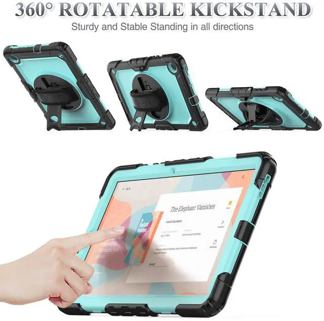 Alt view image 4 of 5 - SEYMAC stock Case for Samsung Galaxy Tab S6 Lite 10.4 (2024-2020) with Screen Protector Pencil Holder [360° Rotating Hand Strap] &Stand, Drop-Proof Case for Galaxy Tab S6 Lite Tablet, SkyBlue/Black