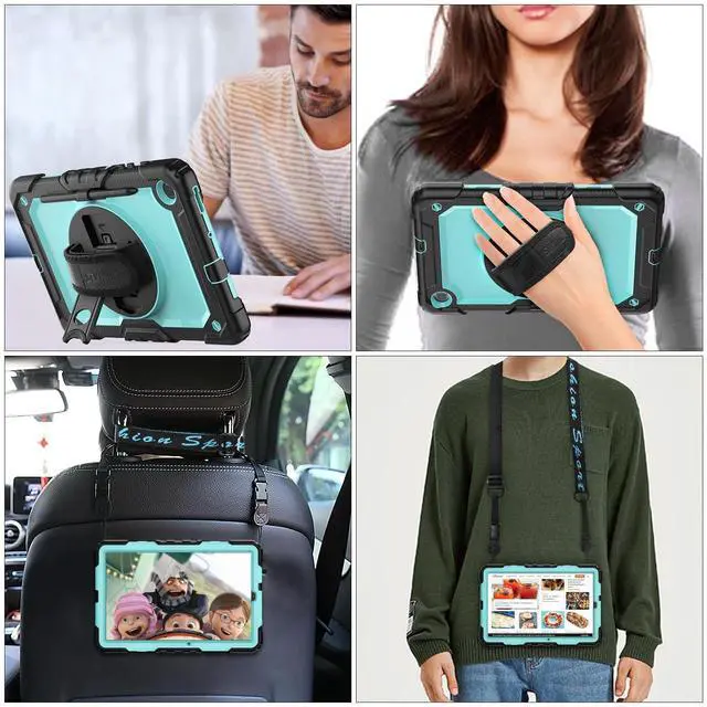 Alt view image 5 of 5 - SEYMAC stock Case for Samsung Galaxy Tab S6 Lite 10.4 (2024-2020) with Screen Protector Pencil Holder [360° Rotating Hand Strap] &Stand, Drop-Proof Case for Galaxy Tab S6 Lite Tablet, SkyBlue/Black
