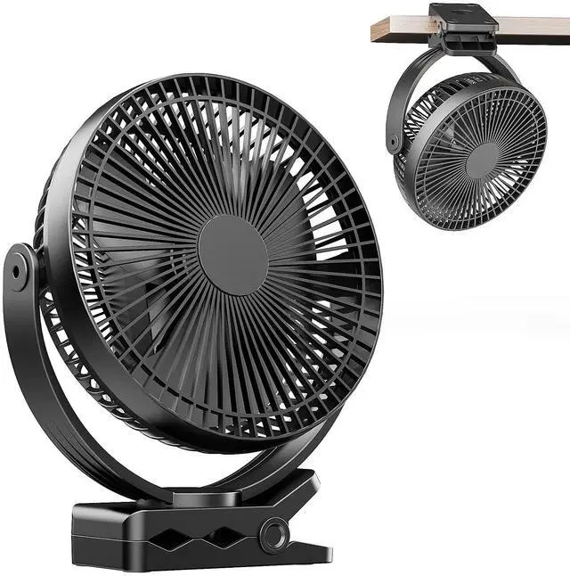 Main image of ATEngeus USB Desk Fan, Rechargeable Portable Fan, 8-Inch Clip on Fan, 10000mAh Stroller Fan, 4 Speeds Strong Airflow, 720° Rotation, with Sturdy Clamp, Suitable for home, office and stroller