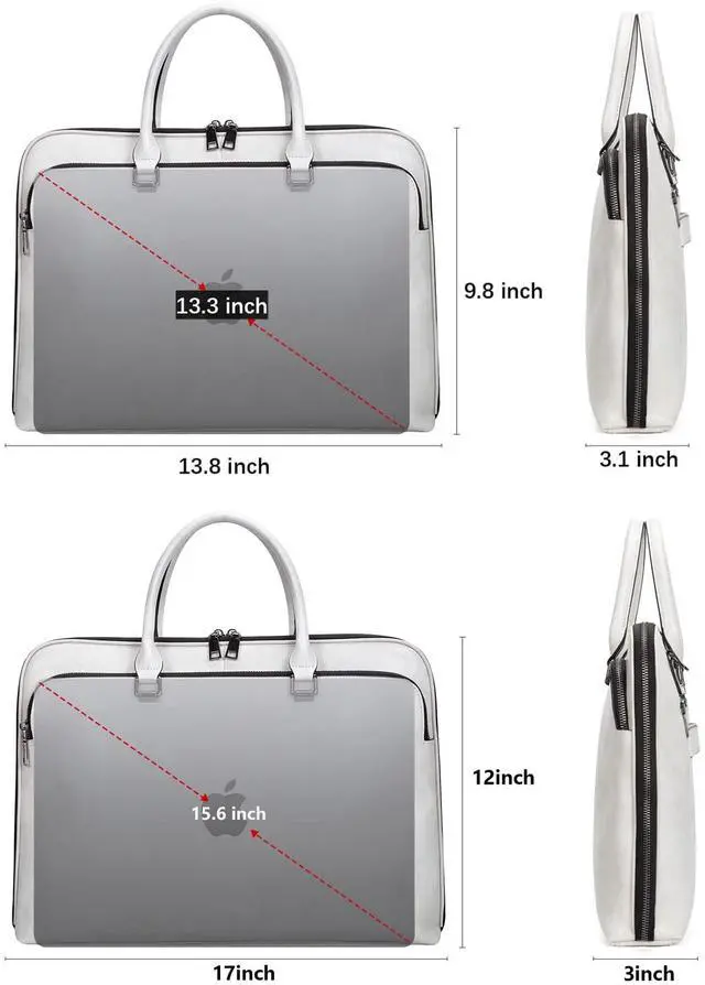 Alt view image 2 of 5 - Laptop Messenger briefcase shoulder bag: Genuine Leather men 13 14 inch macbook case women work tote handbag Beige