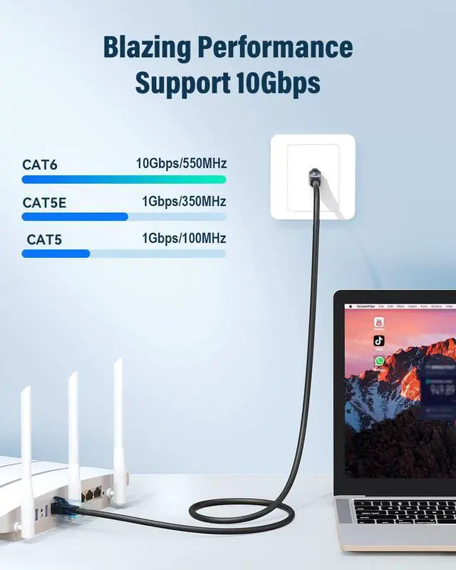 Alt view image 4 of 5 - LinkNexa Cat 6 Ethernet Cable 3ft(24 Pack), High Speed 10Gbps Network Cable, UTP 24AWG Flexible RJ45 LAN Internet Cable for Computer, Router, Modem, PS4/5, Xbox, Gaming, Black